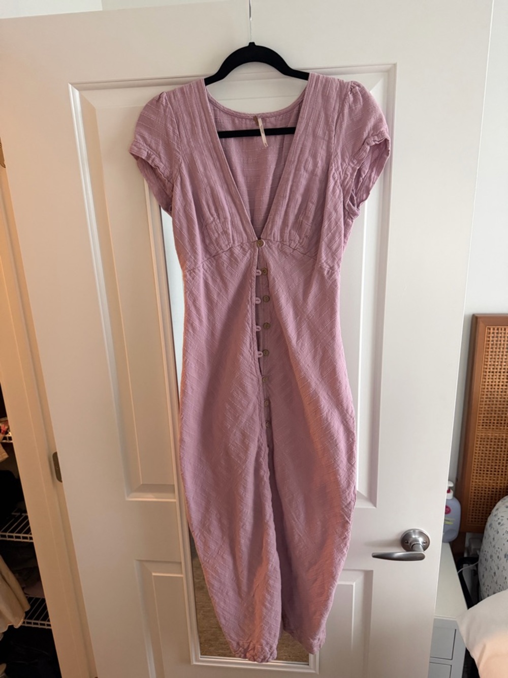 Free People ‘New in Town’ Mauve Pink Button-Front Midi Dress